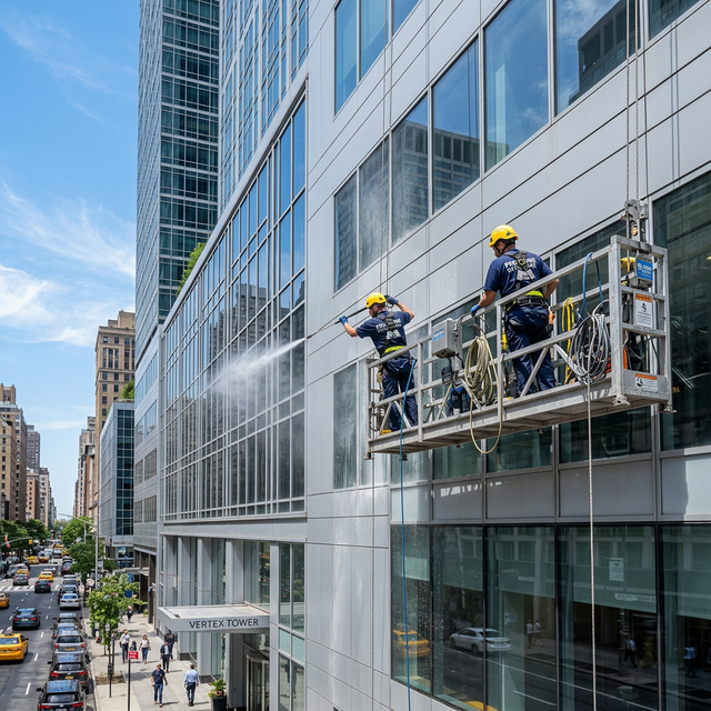 Commercial building exterior cleaning